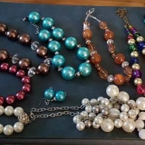 Vintage Chunky Beaded Necklaces & Earrings